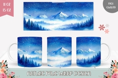 Watercolor Night Sky Mug Sublimation, Forest Mug Design Product Image 1