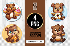 Cute Bear Dessert Clipart Sublimation PNG Product Image 1