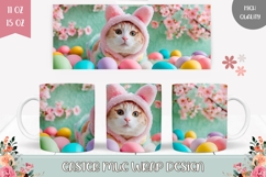 Funny Easter Cat Mug Wrap, Easter Eggs Mug Sublimation Product Image 1