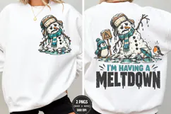 Melting Snowman Front Back PNG, Funny Snowman Front Back Shi Product Image 1