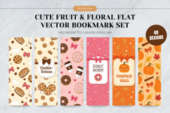 Cute Fruit Floral Bookmark Set,Modern Botanical Flat Vector Product Image 1