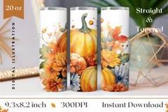 Watercolor Pumpkins Tumbler Wrap, Thanksgiving Tumbler Wrap Product Image 1