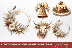 Cozy Boho Christmas Sublimation Clipart PNG Product Image 1