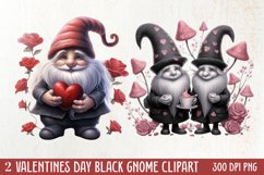 Black Gnome Valentines Day Clipart, Valentines Clipart Product Image 1