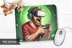 VR Gamer in Action Mouse Pad PNG Design Product Image 1