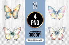 Colorful Pastel Butterfly Clipart Sublimation PNG Product Image 1