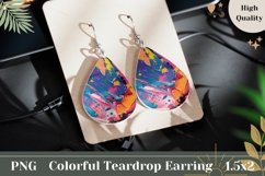Art Paint Teardrop Earrings, Colorful Earrings Sublimation Product Image 1