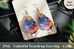 Art Paint Teardrop Earrings, Colorful Earrings Sublimation Product Image 1