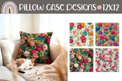 Vintage Flowers Pillow Case Designs, Floral Pillow PNG Product Image 1