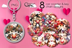 Valentine cat &amp; dog | car coaster &amp; key chain design Product Image 1