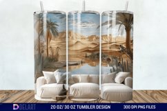 3D Tranquil Desert Oasis Stained Glass Tumbler Wrap Product Image 1
