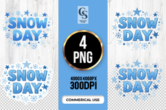 Snow Day Blue Lettering Clipart Sublimation PNG Product Image 1