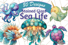 Stained Glass Sea Creatures PNG Clipart, Ocean Fantasy Product Image 1