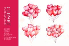 Watercolor Heart Clipart, Valentines Day Heart Clipart Product Image 1
