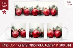 Red Christmas Baubles Mug Design, Winter Mug Wrap Product Image 1