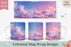Sky Mug Wrap, Pink Clouds Mug Design, Sunset Mug PNG Product Image 1