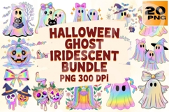 Pastel Haunts Iridescent Halloween Ghost PNG Pack Product Image 1