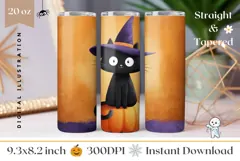 Kids Halloween Tumbler Wrap, Halloween Black Cat Tumbler Product Image 1