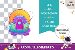 Hand Drawn Cosmic Illustration, Colorful Space Station PNG Product Image 1