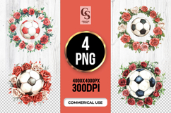 Red Rose Soccer Ball Clipart Sublimation PNG Product Image 1