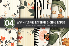 Warm Floral Pattern Digital Paper Product Image 1