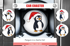 Car Coaster Penguin in a Santa Hat Product Image 1