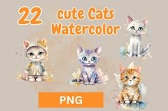 22 cute cats watercolor sets PNG Product Image 1