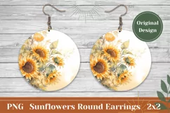 Floral Earrings Template, Watercolor Sunflower Earrings Product Image 1