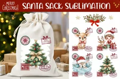 Cartoon Christmas Santa Sack Designs, Christmas Animals PNG Product Image 1