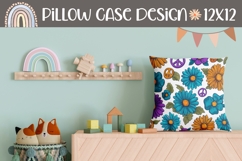 Hippie Pillow Case Design, Summer Pillow Sublimation PNG Product Image 1