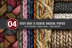 Cozy Knit &amp; Floral Digital Paper Product Image 1