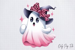 Watercolor Pink Halloween Ghost Clipart PNG Product Image 1