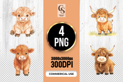 Cute Highland Cow Clipart Sublimation PNG Product Image 1