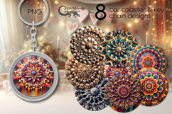 Mandala | mystic car coaster &amp; key chain design bundle, PNG Product Image 1