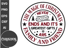 Farmhouse Christmas Round Sign SVG Design | Christmas SVG Product Image 1