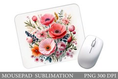 3D Flowers Mouse Pad. Flowers Mouse Pad Sublimation Product Image 1