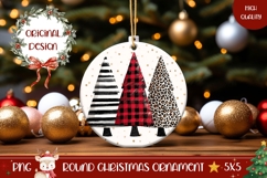 Rustic Christmas Ornament Print, Winter Round Ornament Product Image 1