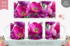 Pink Tulips Mug Wrap, Floral Mug, Spring Mug Design Product Image 1