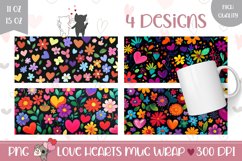 Cartoon Flowers Mug Wrap Designs, Floral Mug Sublimation Product Image 1