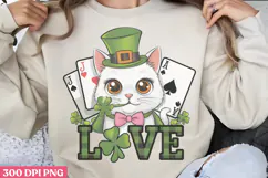Love PNG, St Patricks Day Cat Sublimation PNG Product Image 1