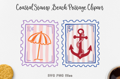 Coastal Stamp Clipart, Beach Postage SVG PNG Product Image 1