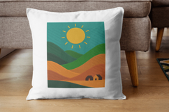 Sunny Hillside Minimal Landscape Pillow Design Product Image 1