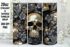 3D Skull Flowers Sublimation Tumbler Wrap | 3D Tumbler wrap Product Image 1