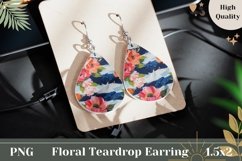 Floral Teardrop Earrings PNG, Flowers Sublimation Earrings Product Image 1