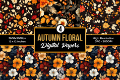 Autumn Floral Digital Paper Product Image 1