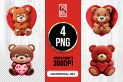 Cute Teddy Bear With Heart Clipart Sublimation PNG Product Image 1