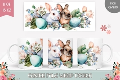 Watercolor Animals Mug Wrap, Cartoon Easter Bunnies Mug Product Image 1