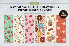 Kawaii Sweet Tea &amp; Strawberry Picnic Bookmark Set,Cute Fruit Product Image 1