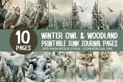 Winter Owl Woodland Junk Journal Pages Product Image 1