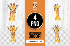 Cute Giraffe Watercolor Clipart Sublimation PNG Product Image 1